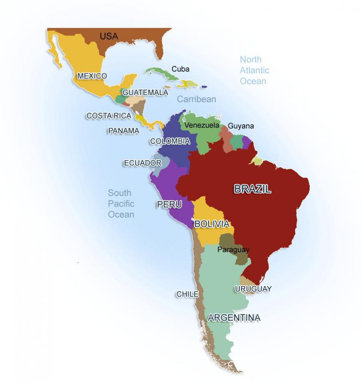 ramani Mexico na amerika ya kusini