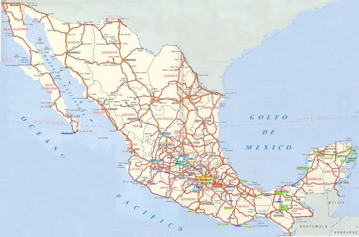 ramani ya barabara Mexico