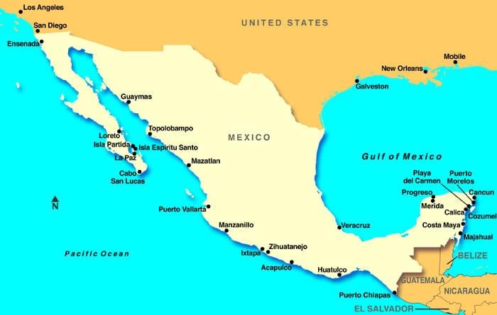 ramani ya Mexico cruise bandari