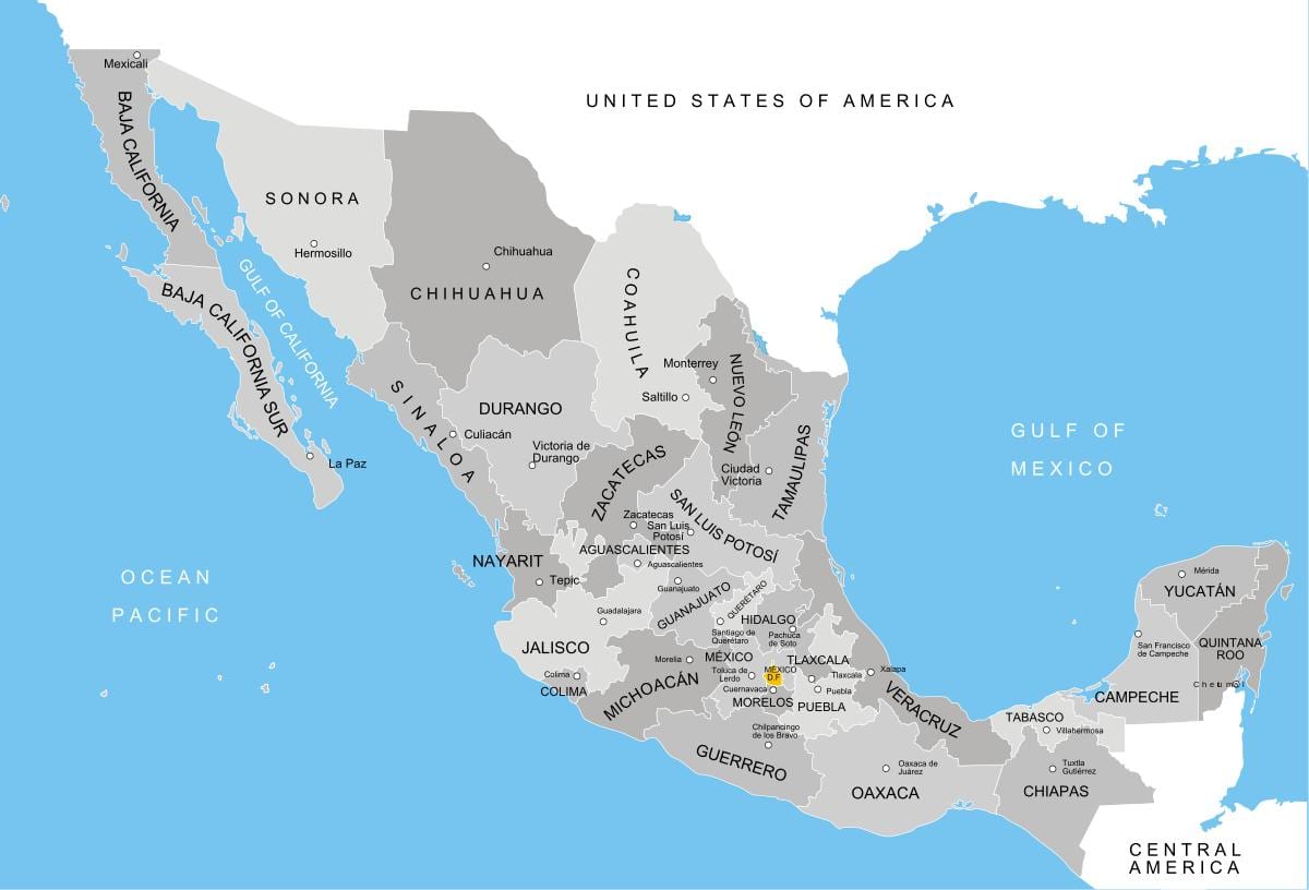 ramani ya Mexico idara