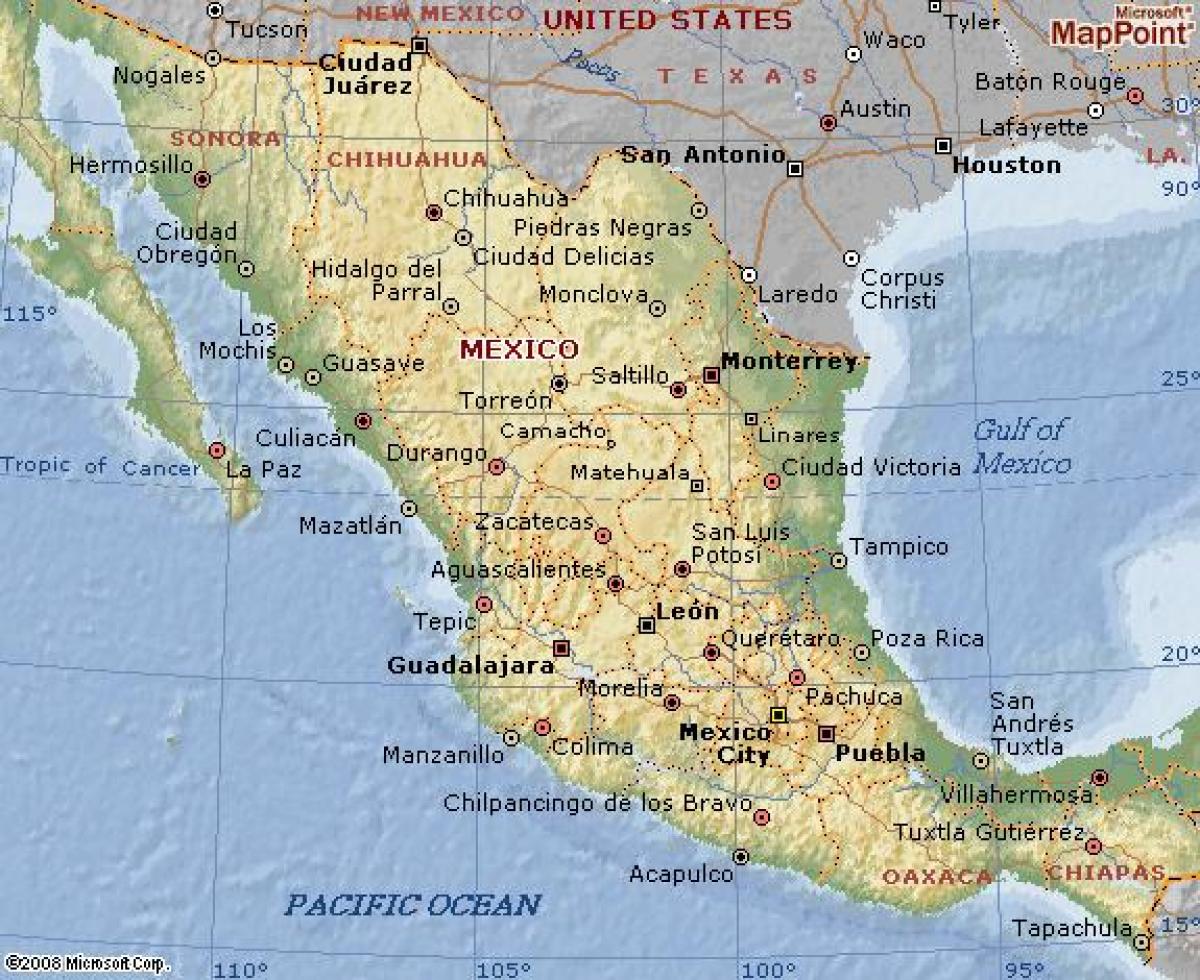 jiografia ya Mexico ramani