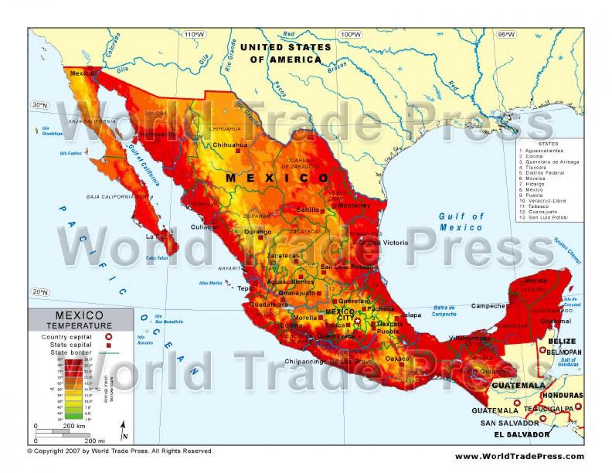 ramani ya Mexico joto