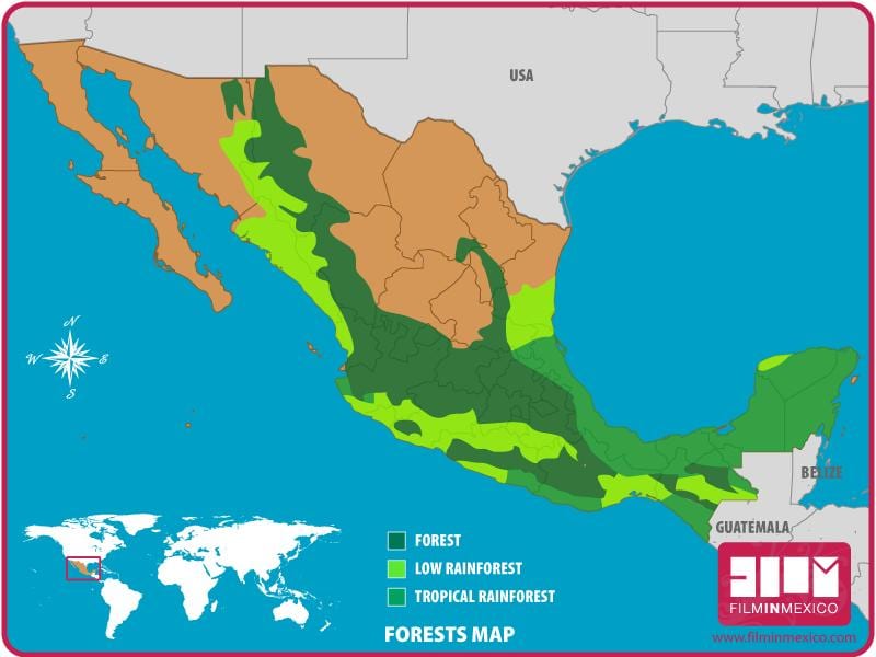 ramani ya Mexico misitu