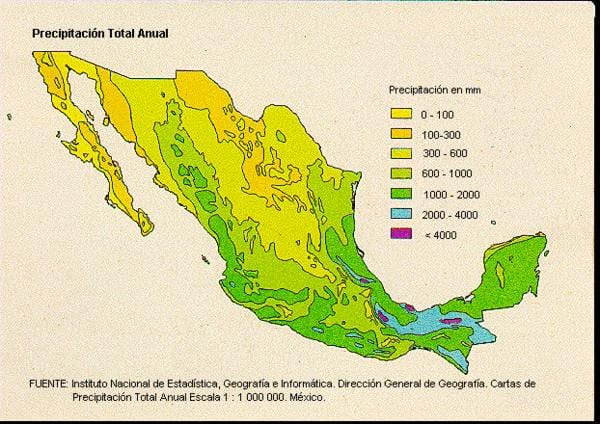 ramani ya Mexico mvua