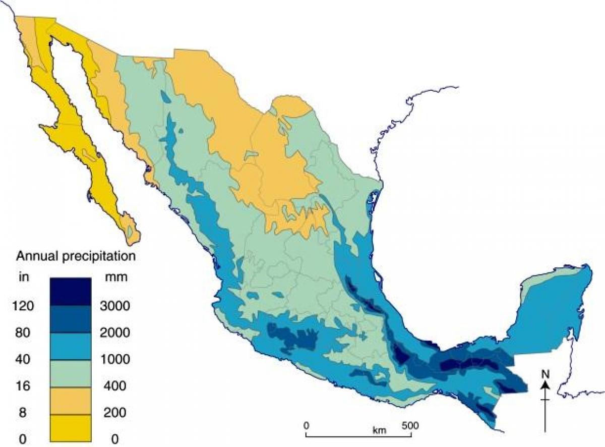 ramani ya Mexico mvua