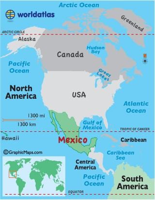 Mexico katika ramani ya dunia