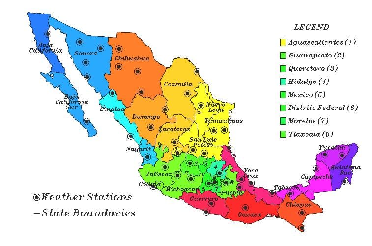 hali ya hewa ramani ya Mexico