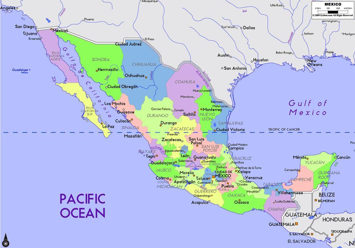 Mexico ramani na mji mkuu