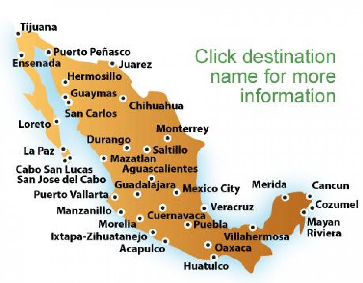 resorts katika Mexico ramani