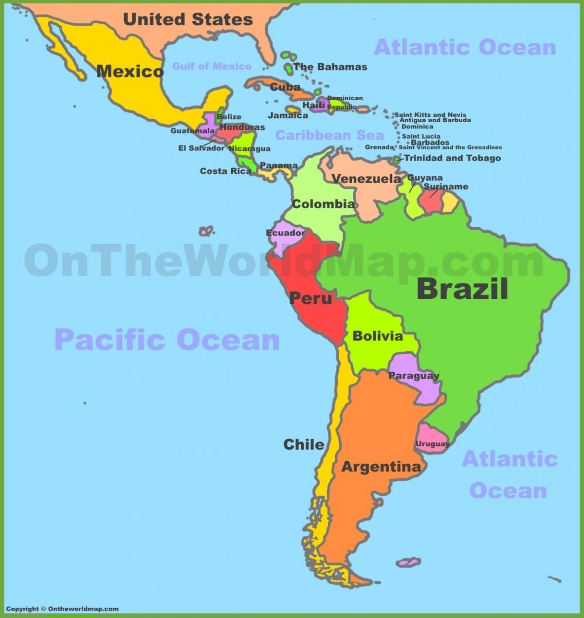 Mexico na amerika ya kusini ramani