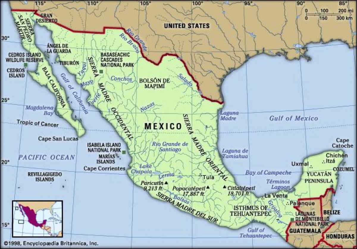 Mexico ramani kwa ajili ya watoto
