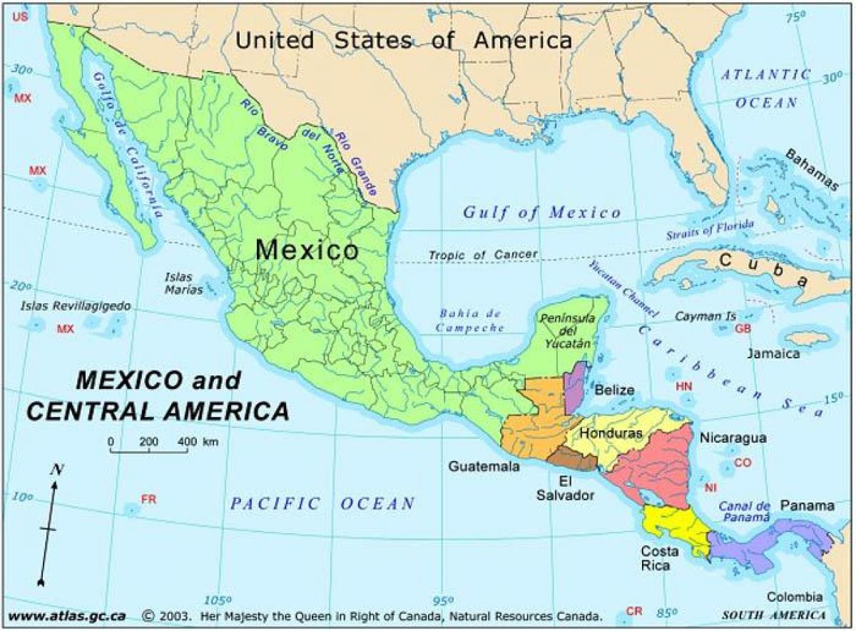ramani Mexico na amerika ya kati