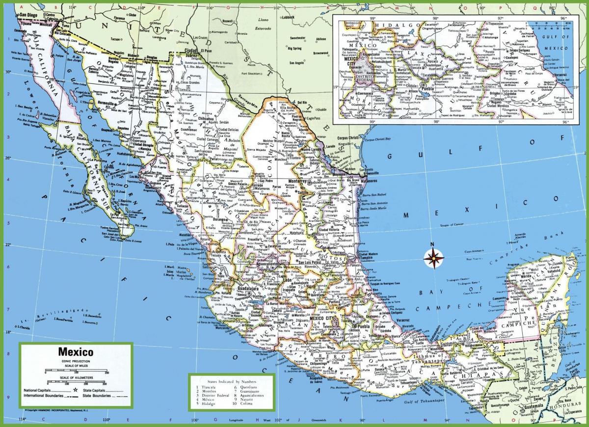 Mexico ramani na miji