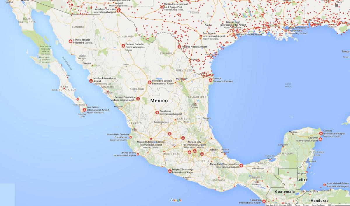 viwanja vya ndege nchini Mexico ramani