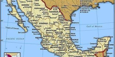 Ramani ya mashariki ya kati na Mexico
