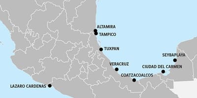 Ramani ya Mexico bandari