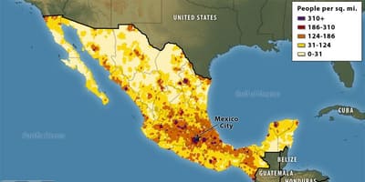 Ramani ya Mexico idadi ya watu usambazaji