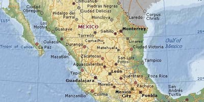 Jiografia ya Mexico ramani