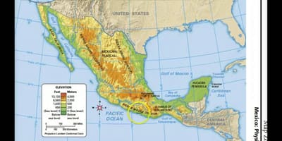 Mexico ramani ya kimwili sifa