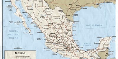 Ramani ya pwani ya Mexico