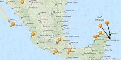 Ramani ya matangazo likizo katika Mexico