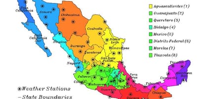 Hali ya hewa ramani ya Mexico