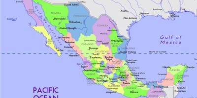 Mexico ramani na mji mkuu