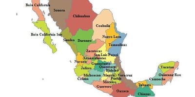 Ramani ya mikoa ya Mexico