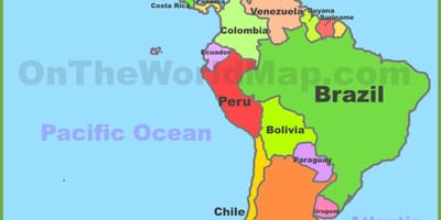 Mexico na amerika ya kusini ramani
