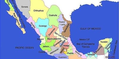 Kusini mwa Mexico ramani