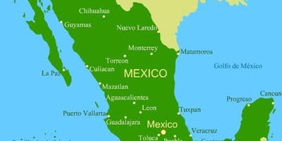 Ramani ya magharibi pwani ya Mexico