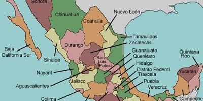 Ramani ya majimbo ya Mexico