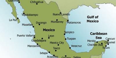 Fukwe katika Mexico ramani