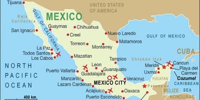 Ramani ya viwanja vya ndege nchini Mexico